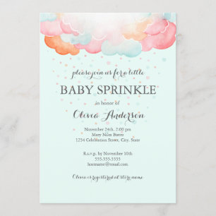 Invitación de Nube de Arcoíris Azul para Baby Spri