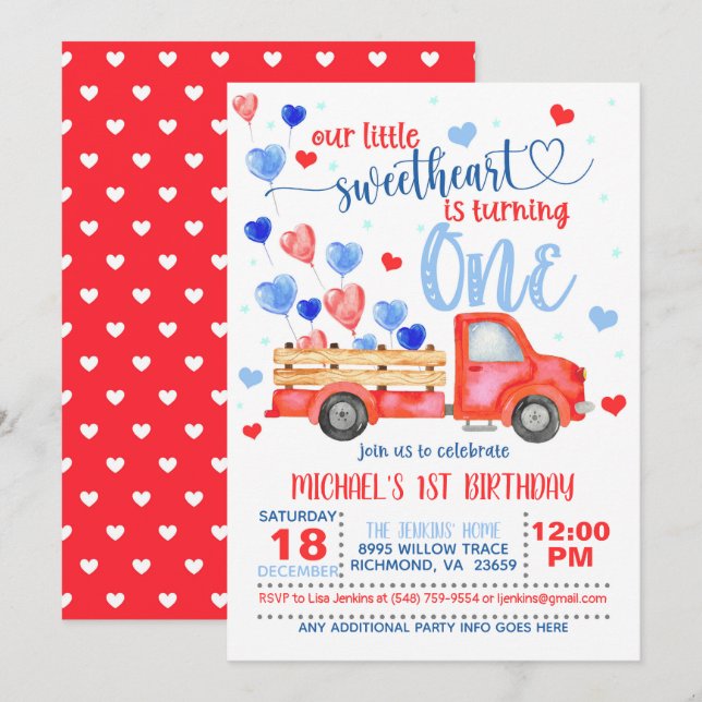 Invitación de Nuestro Pequeño Corazóncito que Cump (Anverso / Reverso)