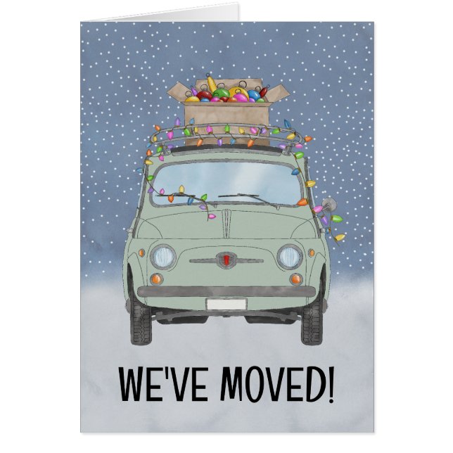 Invitación de nueva dirección de coche retro (Frente)