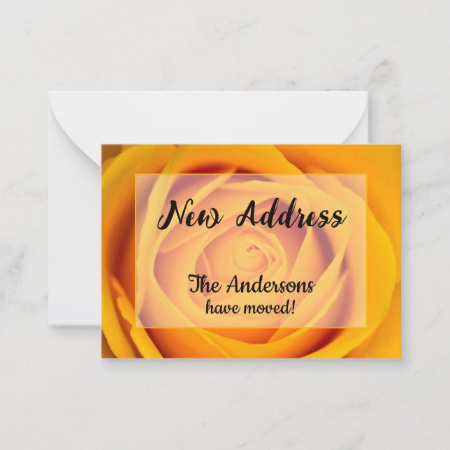 Invitación de nueva dirección de la rosa amarilla (Anverso)