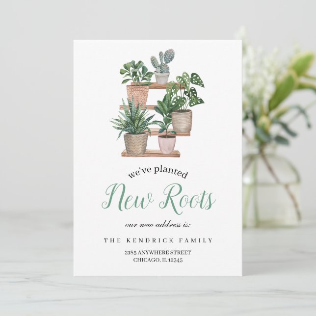 Invitación de nueva dirección de raíces plantadas (Anverso de pie)