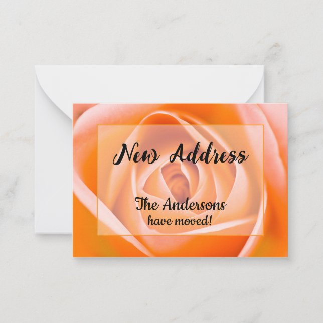 Invitación de nueva dirección Rosa naranja (Anverso)