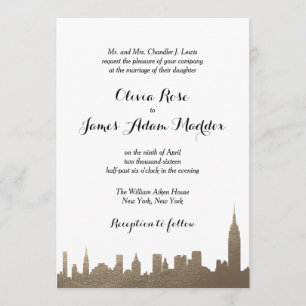 Invitación de Nueva York Faux Gold