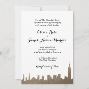 Invitación de Nueva York Faux Gold