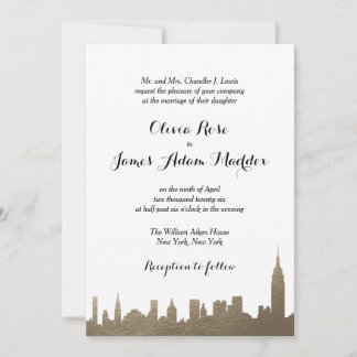 Invitación de Nueva York Faux Gold