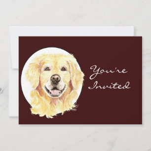 Invitación De nuevo a perro del golden retriever de la