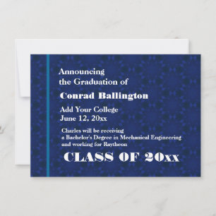 Invitación de nuevo grado azul blanco en cualquier
