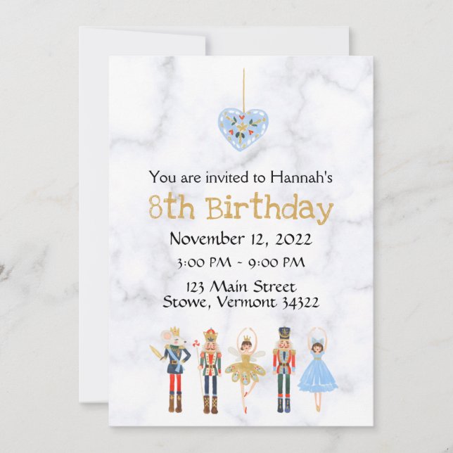 Invitación de nutcracker de cumpleaños de diciembr (Anverso)