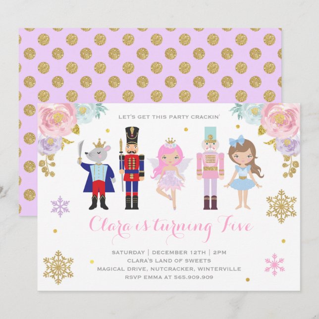 Invitación de nutcracker Sugar Plum Invitación de  (Anverso / Reverso)