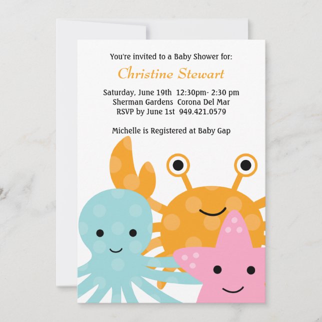 Invitación de Ocean Baby Shower (Anverso)