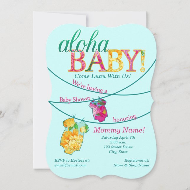 Invitación de Ornate Luau Baby Shower (Anverso)