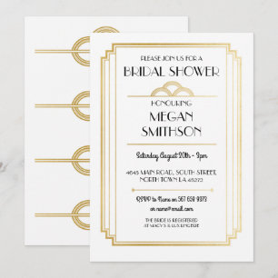 Invitación de oro a Gatsby de Art Deco Bridal Show
