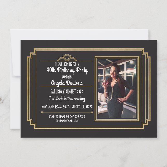 Invitación de oro a la Fiesta de Cumpleaños de Gat (Anverso)