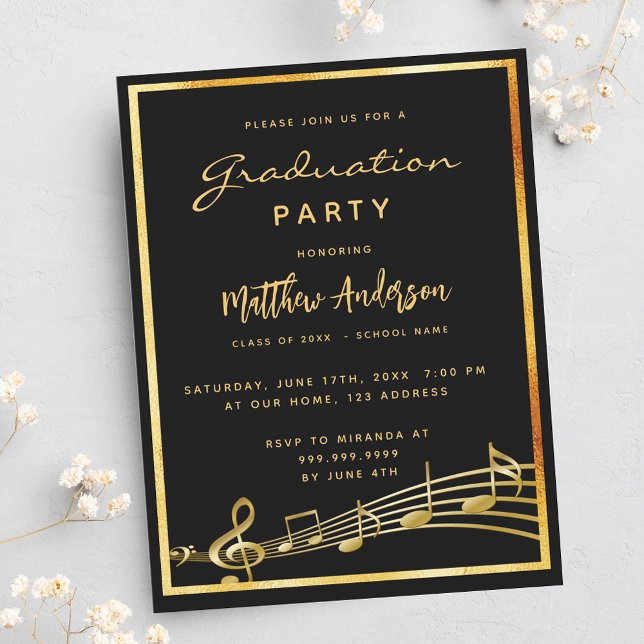 Invitación de oro a la fiesta de graduación con mú (Subido por el creador)