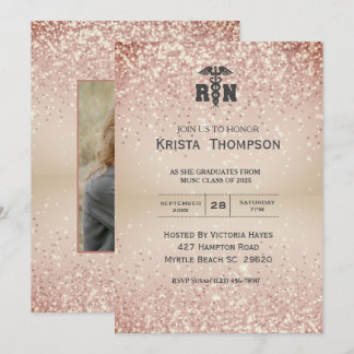 Invitación de oro a la graduación de enfermeras re