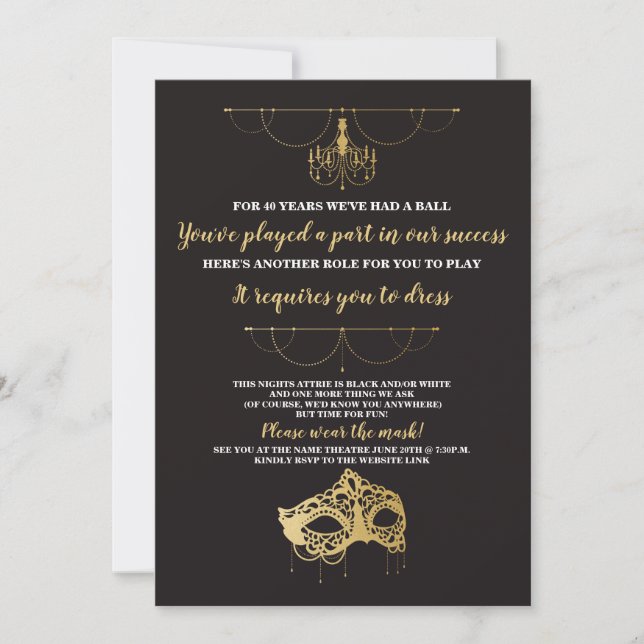 Invitación de oro a la máscara de cumpleaños del F (Anverso)