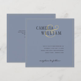 Invitación de oro a la moderna y dura boda azul