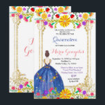 Invitación de oro a las flores coloreadas de Quinc<br><div class="desc">Quinceanera Colorful Flowers Invitación de oro Mis Quince Anos,  15º cumpleaños, </div>