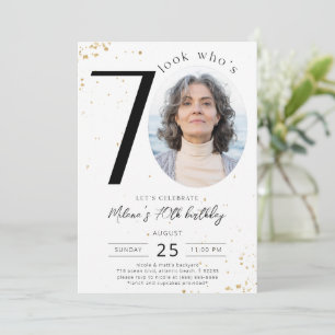 Invitación de oro a los 70 años con foto