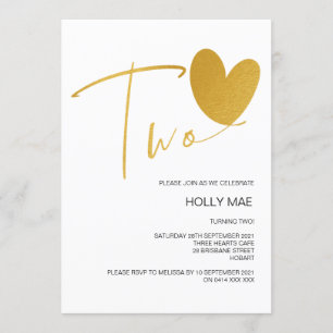 Invitación de oro a los dos cumpleaños