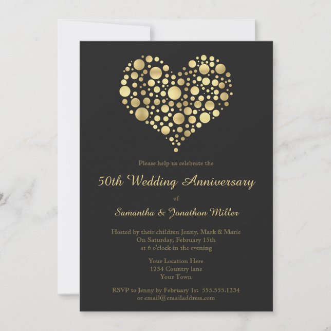 Invitación de oro al 50 aniversario del Boda del G (Anverso)