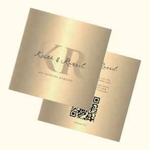 Invitación de oro al código QR de Boda simple mode