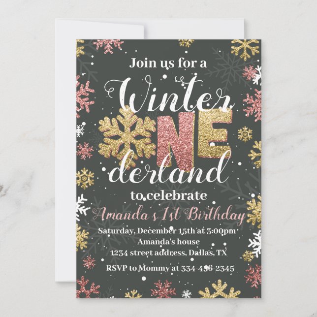 Invitación de oro al cumpleaños de Onederland, chi (Anverso)