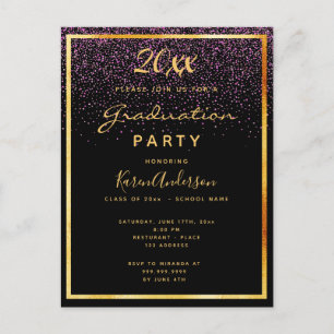 Invitación de oro al partido de graduación de glam
