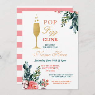 Invitación de oro al Pop Fizz Clink Bridal Shower