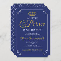 Invitación de oro azul del Principito Baby Shower