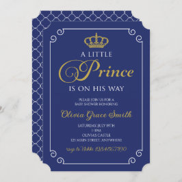 Invitación de oro azul del Principito Baby Shower