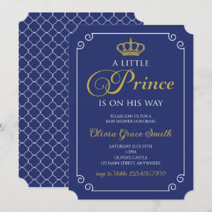 Invitación de oro azul del Principito Baby Shower