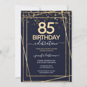 Invitación de oro azul por la Fiesta de Cumpleaños