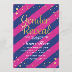 Invitación de oro azul rosado de Baby Shower revel