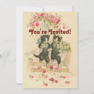 Invitación de oro blando para gatos bodas