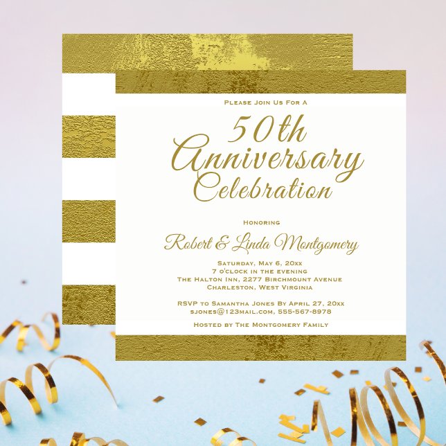Invitación de Oro Celebración del 50 Aniversario (50th Anniversary Celebration Gold Invitation)