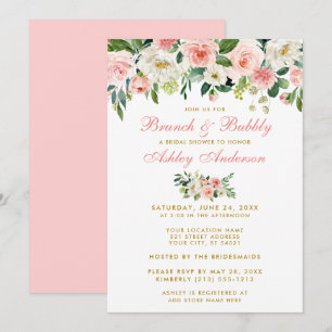 Invitación de oro de bronce con ducha de novia con