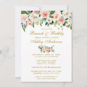 Invitación De Oro De Brunch De Bridal De Floral Ro