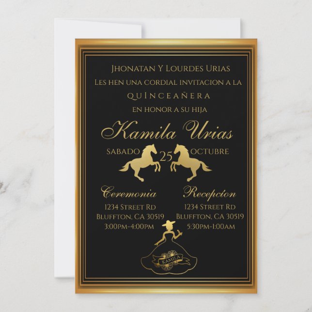 Invitación de oro de Charra Mexicana (Anverso)