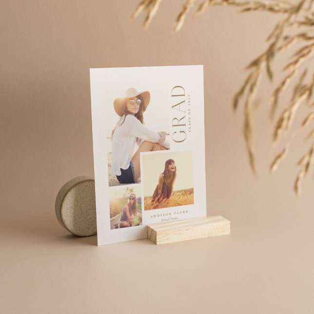 Invitación de oro de Collage de fotos Grad Moderno (Subido por el creador)