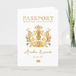 Invitación de oro de Faux Bodas de Destino de Pass