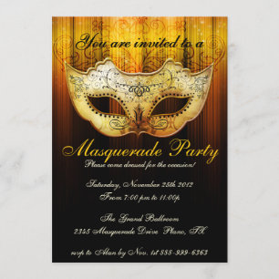Invitación de Oro de Fiesta de Disfraces de Celebr