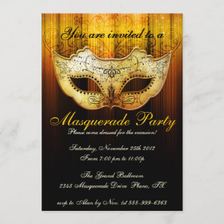 Invitación de Oro de Fiesta de Disfraces de Celebr