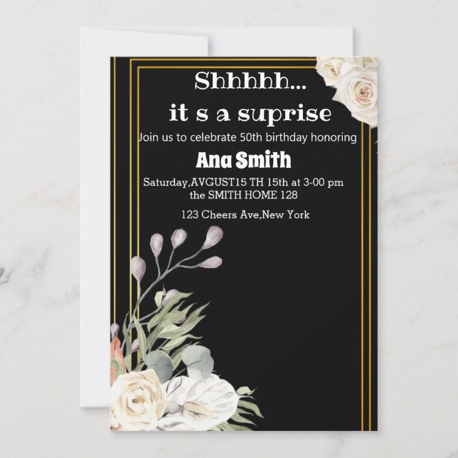 INVITACIÓN DE ORO DE FLORES PARA USTED CINCUENTA (Anverso)