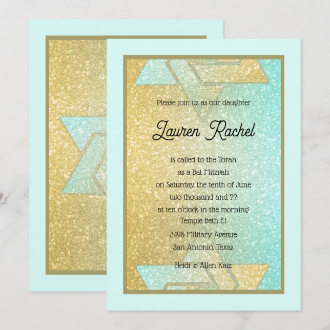 Invitación de oro de gradiente Purpurinoso Bat Mit (Anverso / Reverso)