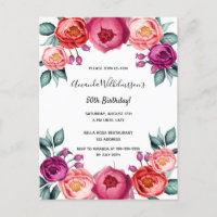 Invitación de oro de rosa rosa púrpura floral de c