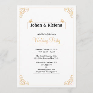 Invitación de oro del banquete de boda