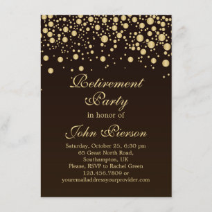Invitación de oro del fiesta de retiro del confeti