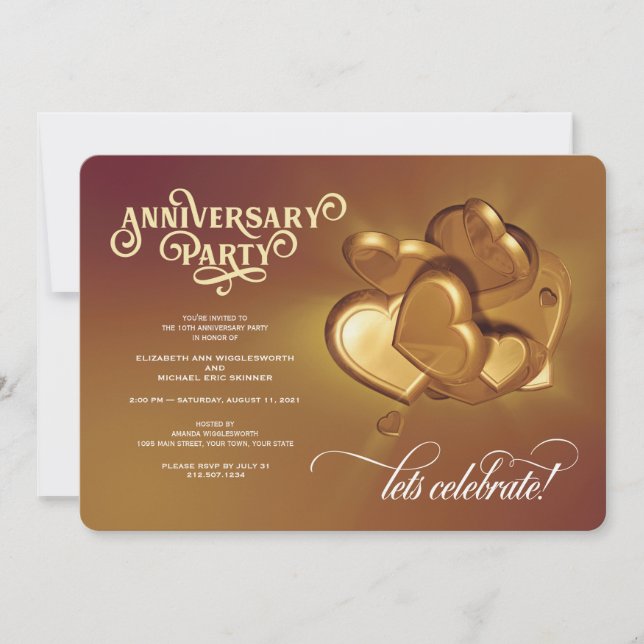 Invitación de oro del Fiesta del aniversario (Anverso)