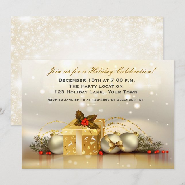 Invitación de oro elegante de la celebración de (Anverso / Reverso)